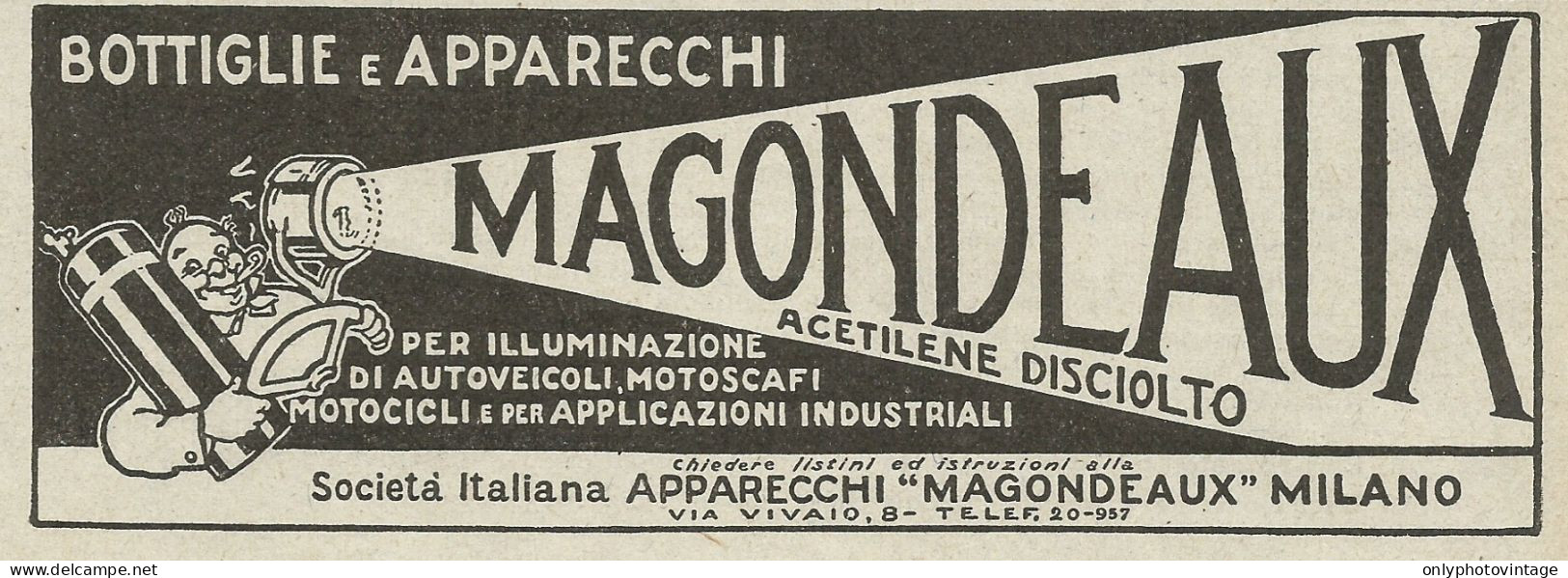 Bottiglie Per Illuminazione Magonde Aux - Pubblicità 1930 - Advertising - Advertising