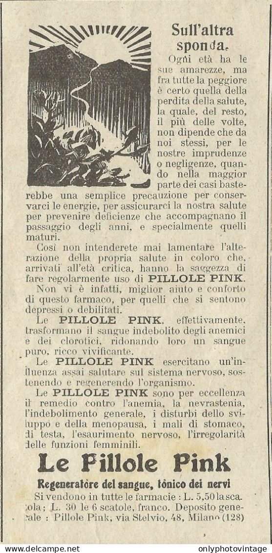 Pillole PINK - Tonico Dei Nervi - Pubblicità 1934 - Advertising - Advertising