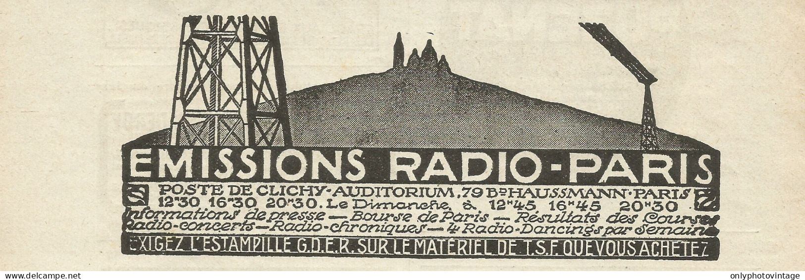 Emissions Radio - Paris - Pubblicità 1934 - Advertising - Advertising