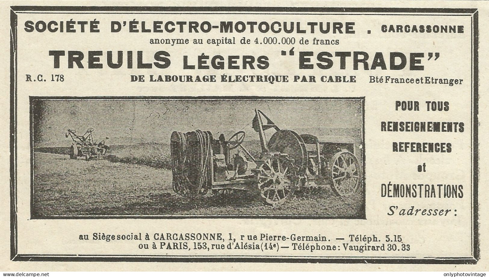 Treuils Lègers ESTRADE - Pubblicità 1934 - Advertising - Reclame
