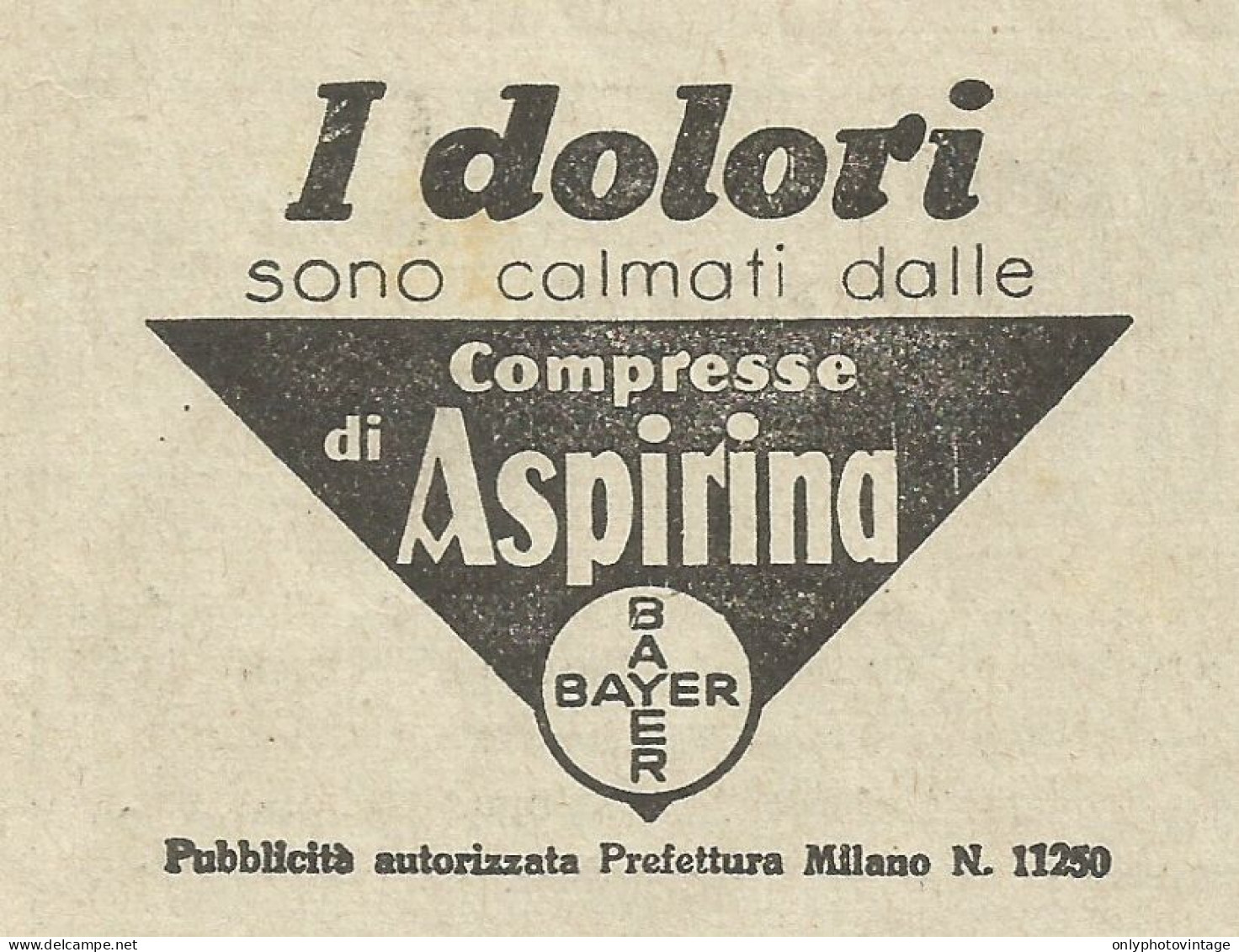 ASPIRINA Calma I Dolori - Pubblicità 1934 - Advertising - Publicités