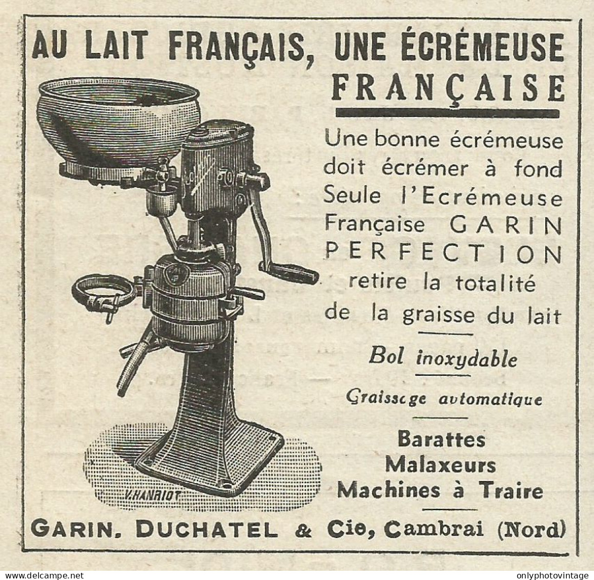 Ecrèmeuse Française Garin - Pubblicità 1934 - Advertising - Publicités