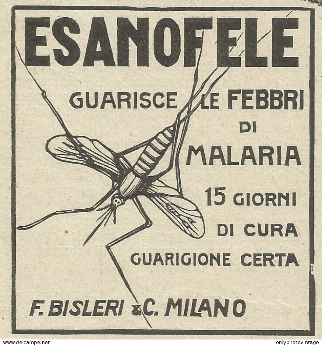 ESANOFELE Guarisce La Malaria - Pubblicità 1915 - Advertising - Publicités