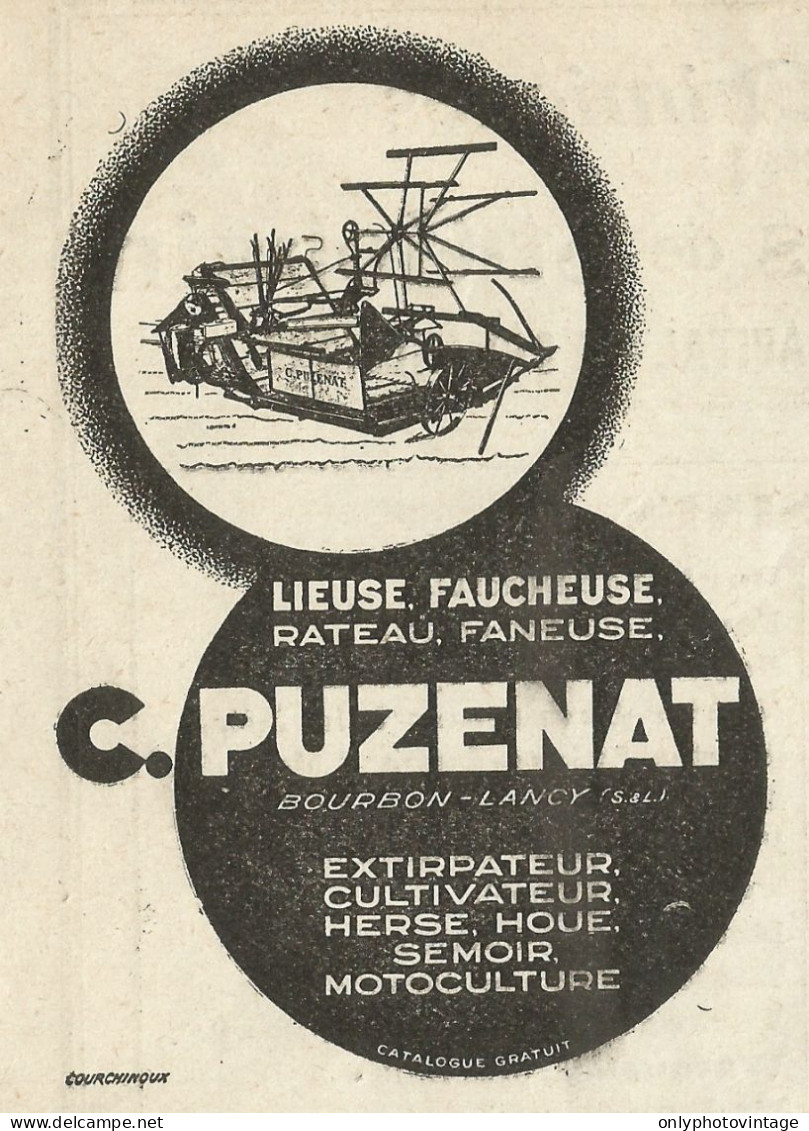 Extirpateur C. Puzenet - Bourbon - Lancy - Pubblicità 1934 - Advertising - Publicités