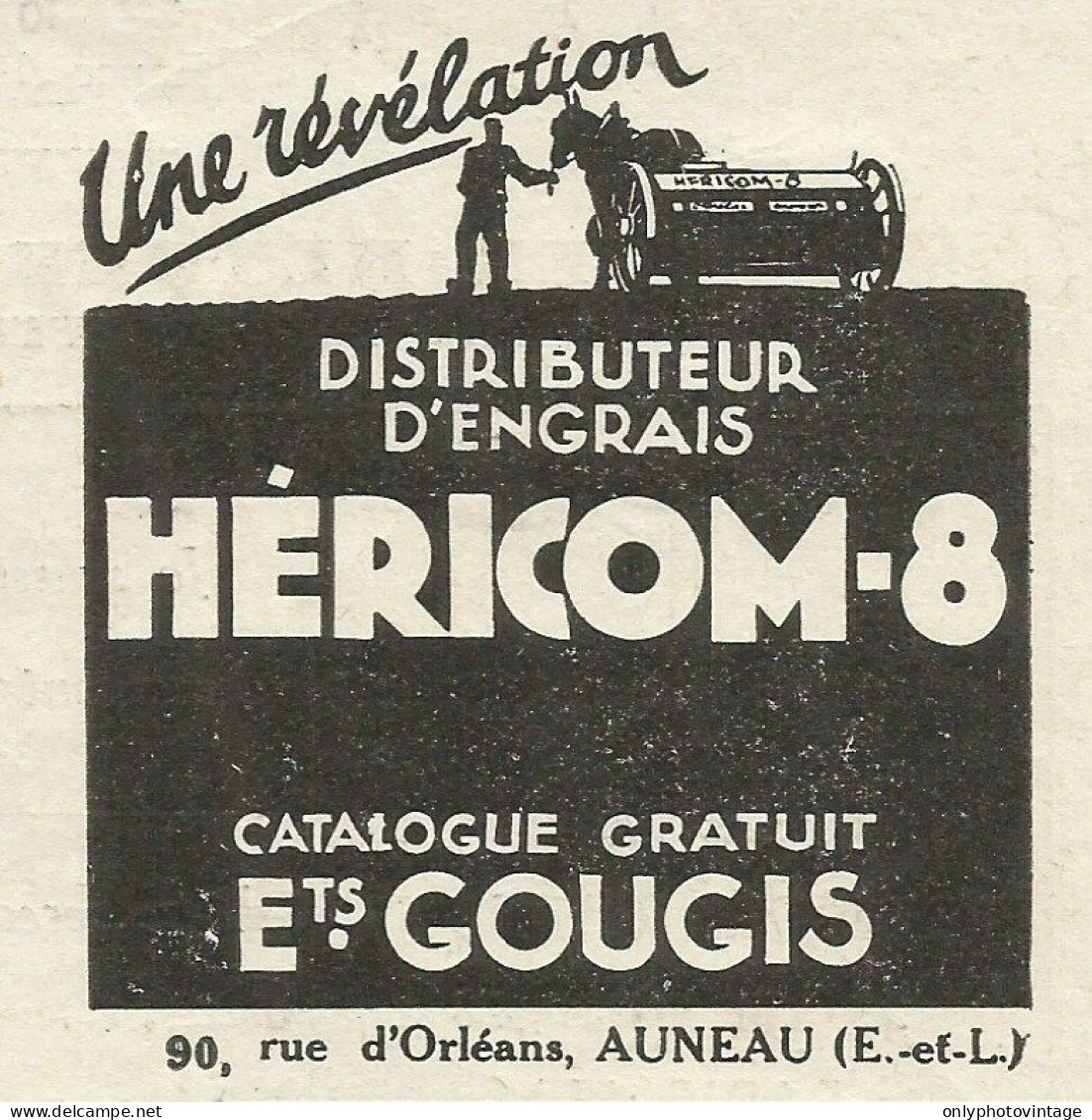 Distributeur D'engrais Hèricom-8 - Auneau - Pubblicità 1934 - Advertising - Advertising