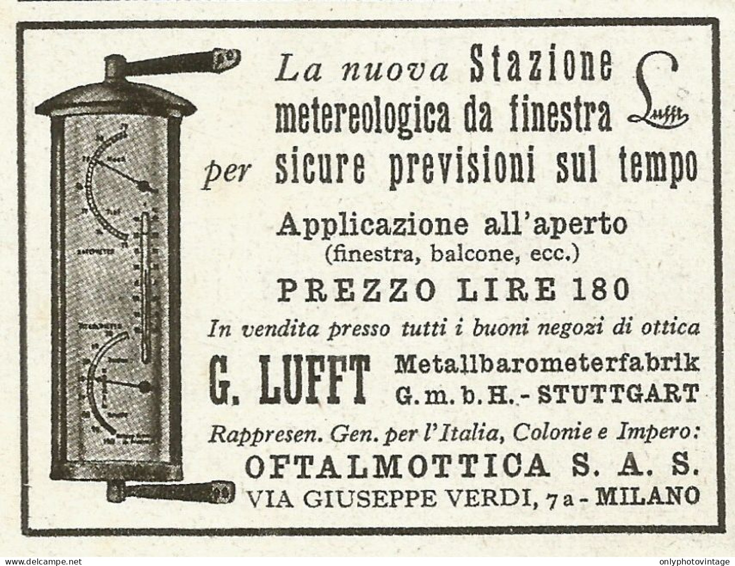 La Nuova Stazione Metereologica Da Finestra - Pubblicità 1940 - Advertis. - Advertising