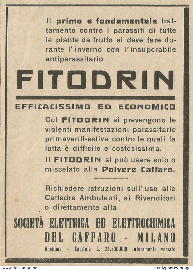 Società Elettrochimica Del Caffaro_Fitodrin - Pubblicità 1936 - Advertis. - Advertising