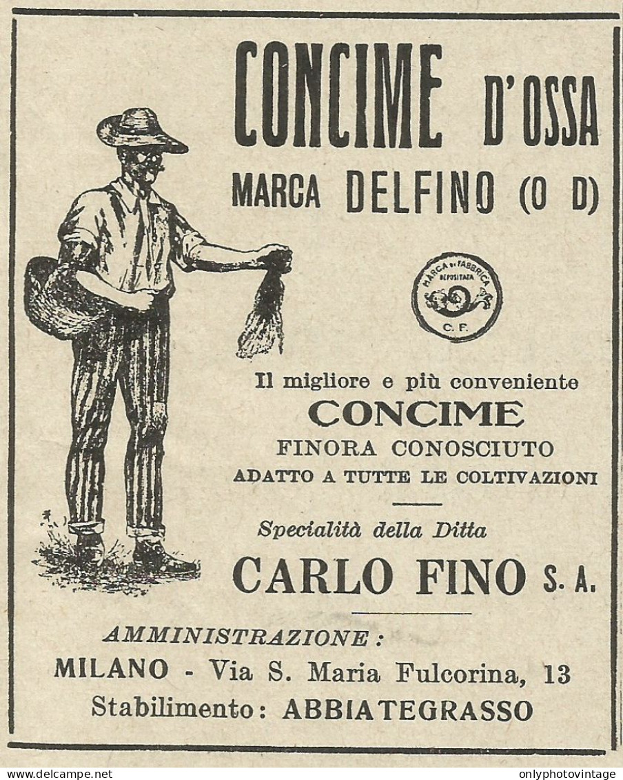 Concime D'ossa Marca Delfino_Abbiategrasso_Pubblicità 1930 - Advertising - Publicités