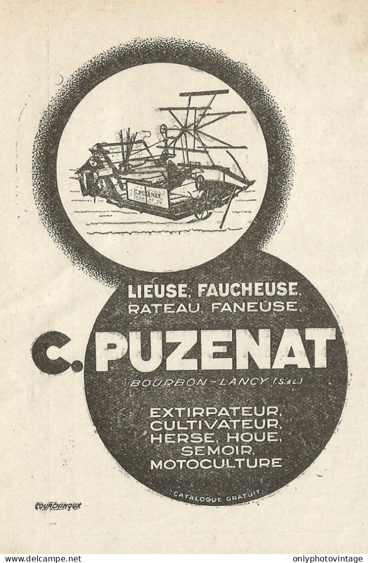 Motocoltivatori C. PUZENAT_Bourbon-Lancy - Pubblicità 1934 - Advertising - Advertising