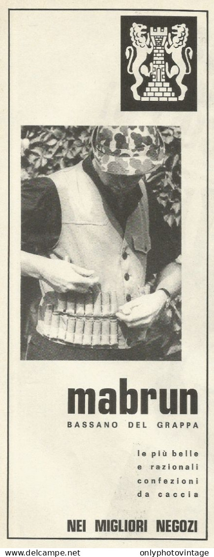 Confezioni Da Caccia MABRUN Bassano Del Grappa - Pubblicità 1969 - Advert. - Advertising