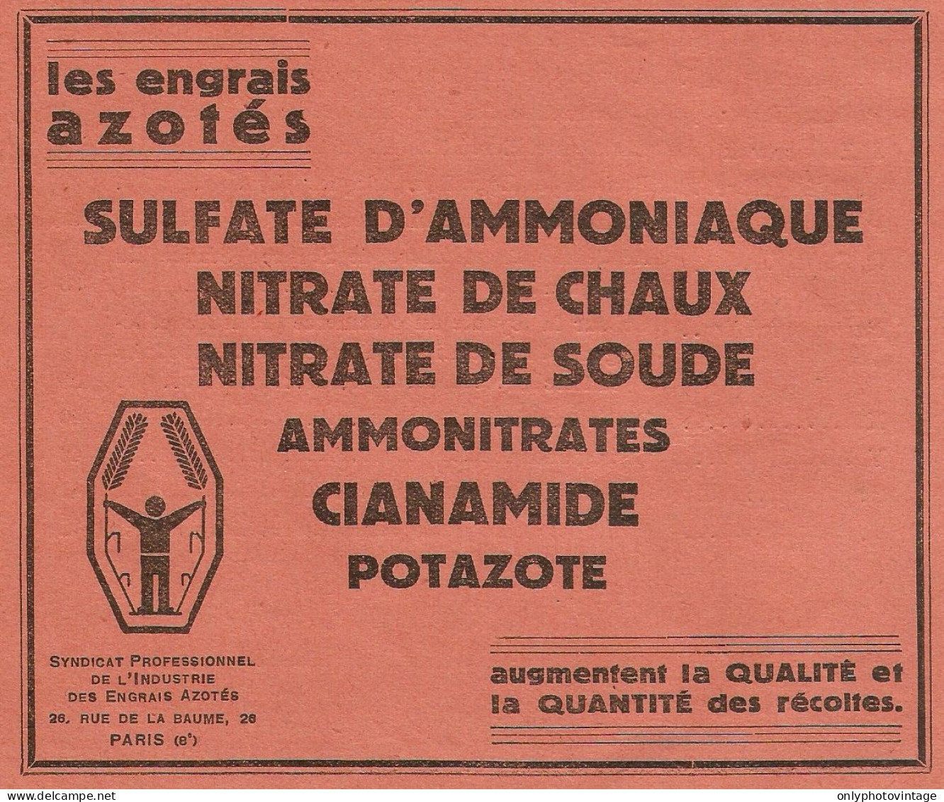 Les Engrais Azotès - Sulfate D'ammoniaque_Pubblicità 1934 - Advertising - Advertising