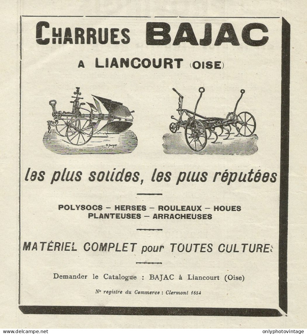 Charreus BAJAC A Liancourt - Pubblicità 1934 - Advertising - Advertising