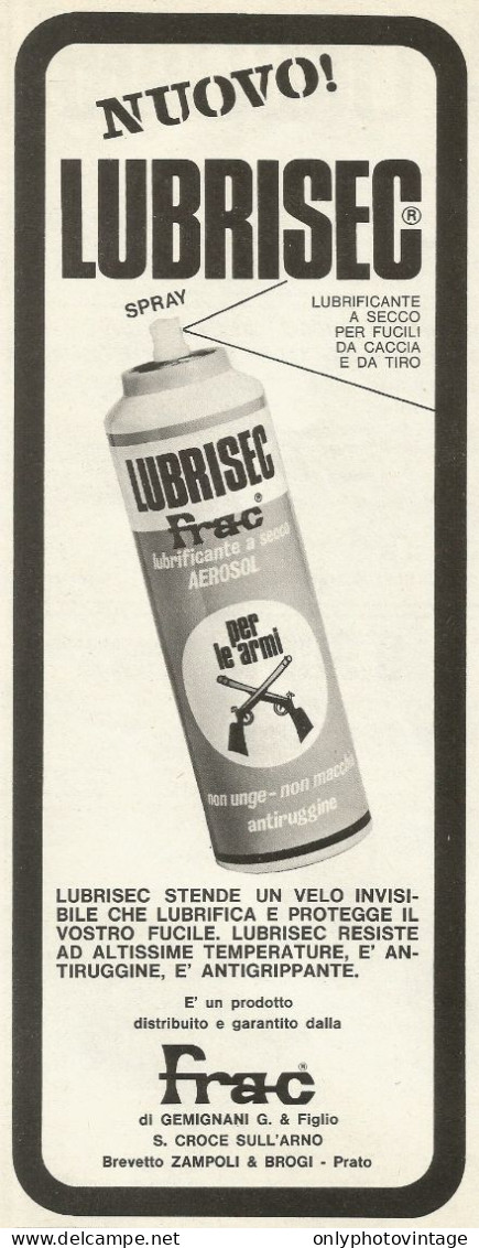 Lubrisec FRAC Per Fucili - Pubblicità 1969 - Advertising - Advertising