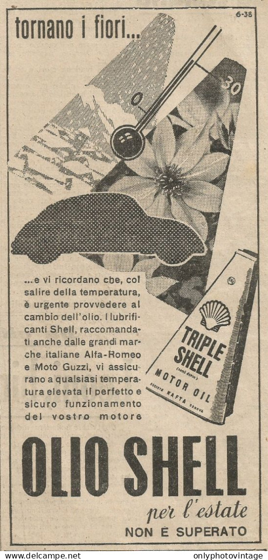 Triple SHELL Motor Oil - Pubblicità 1938 - Advertising - Advertising