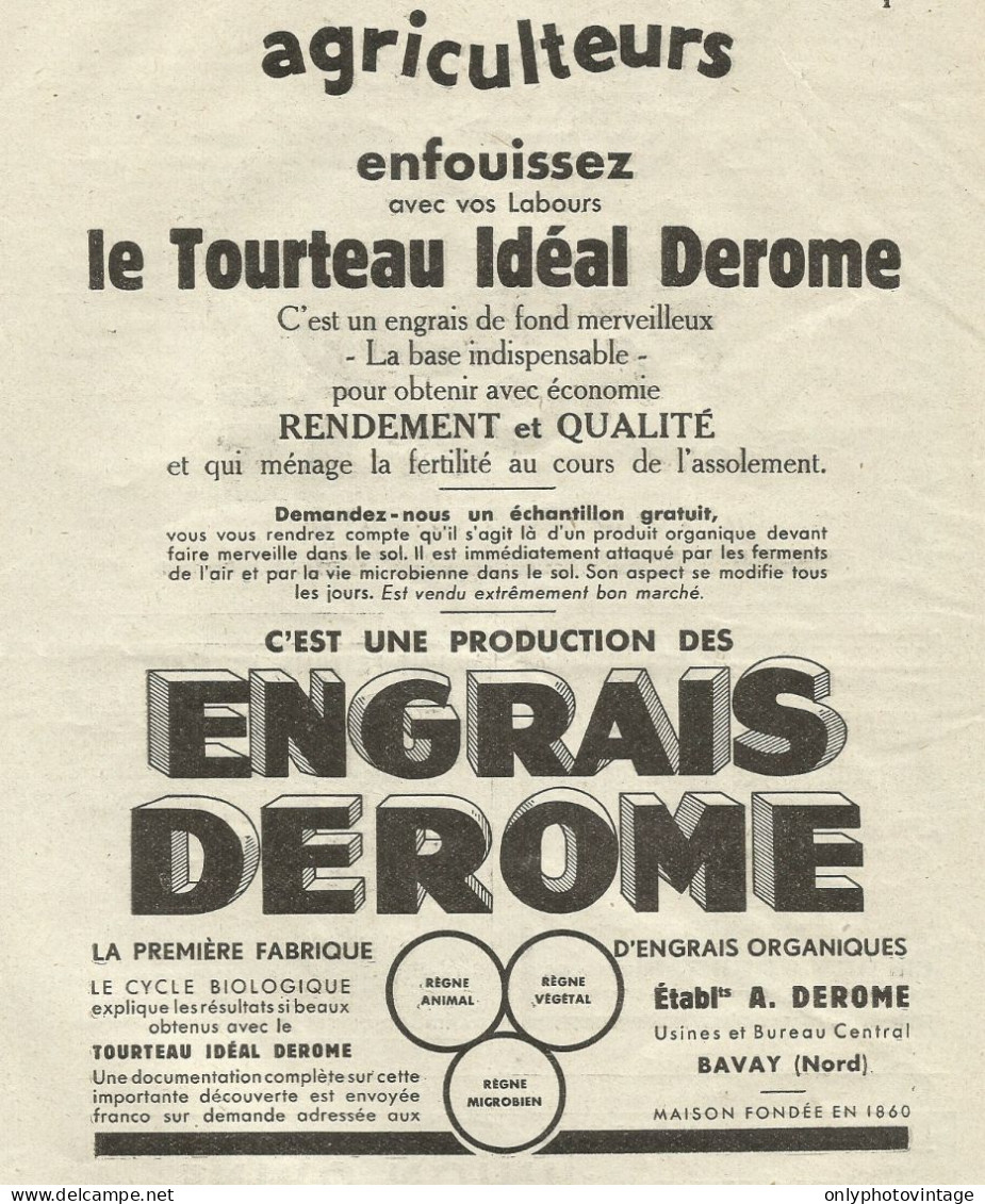 Engrais DEROME - Bavay - Pubblicità 1934 - Advertising - Advertising