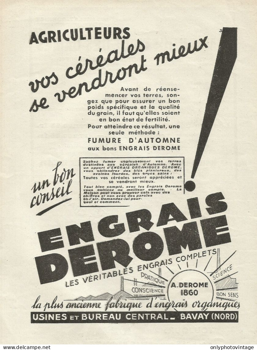 Engrais DEROME - Bavay - Pubblicità 1934 - Advertising - Advertising