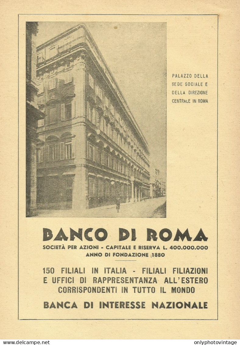 Banco Di Roma - Palazzo Sede Sociale - Pubblicità 1948 - Advertising - Advertising
