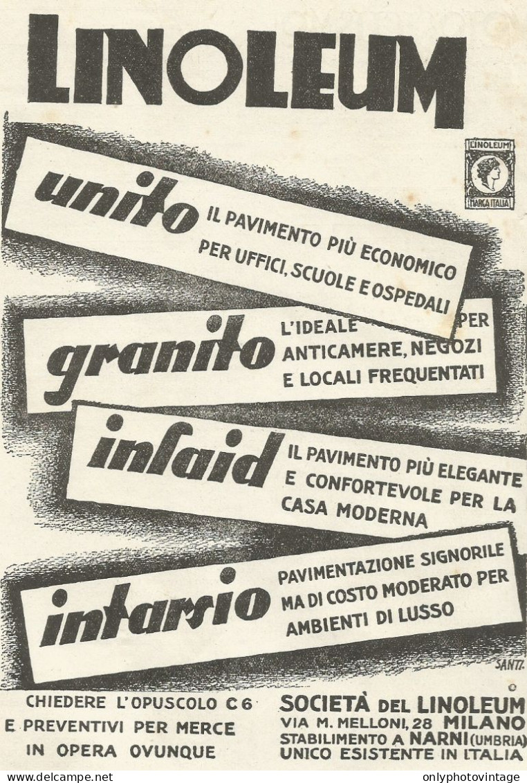 LINOLEUM - Pubblicità 1925 - Advertising - Advertising
