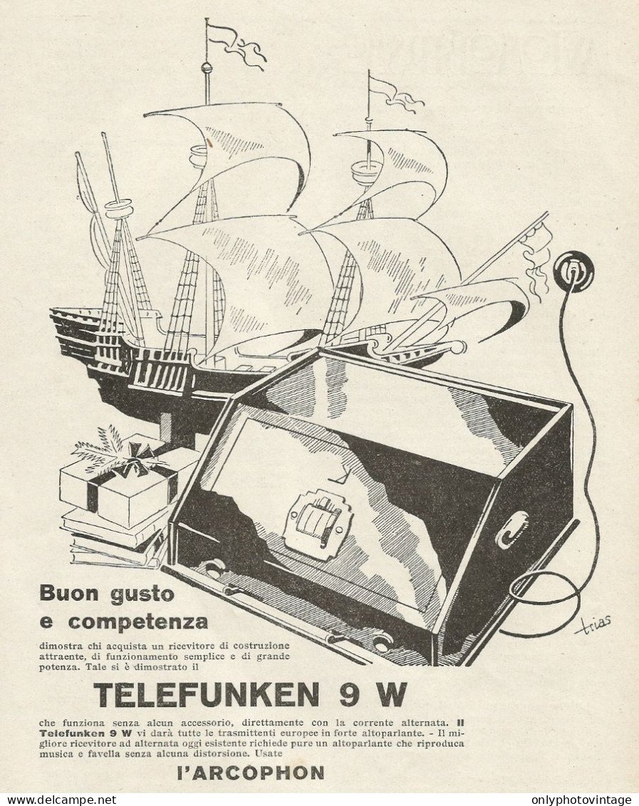 Radio Telefunken 9 W - Siemens - Illust. - Pubblicità 1929 - Advertising - Advertising