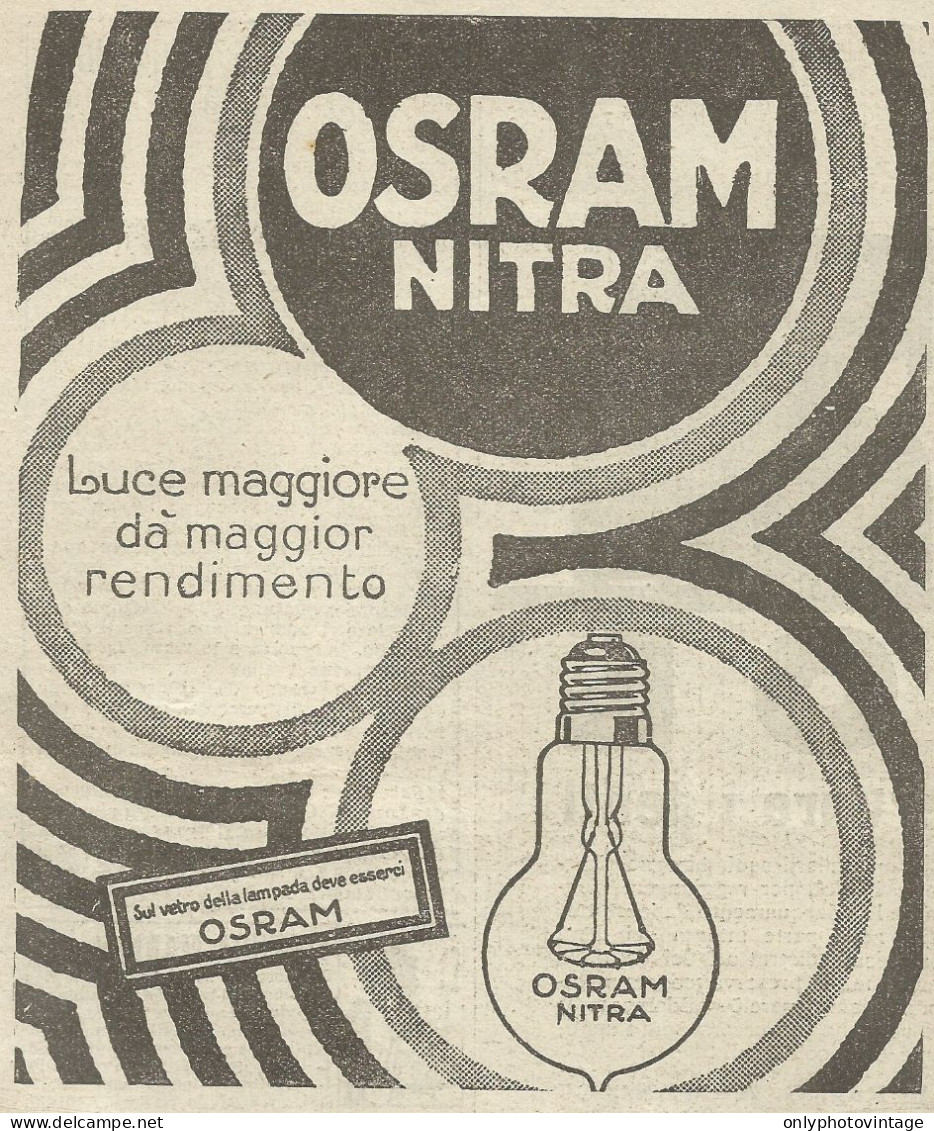 Lampadine OSRAM Nitra - Pubblicità 1924 - Advertising - Publicités