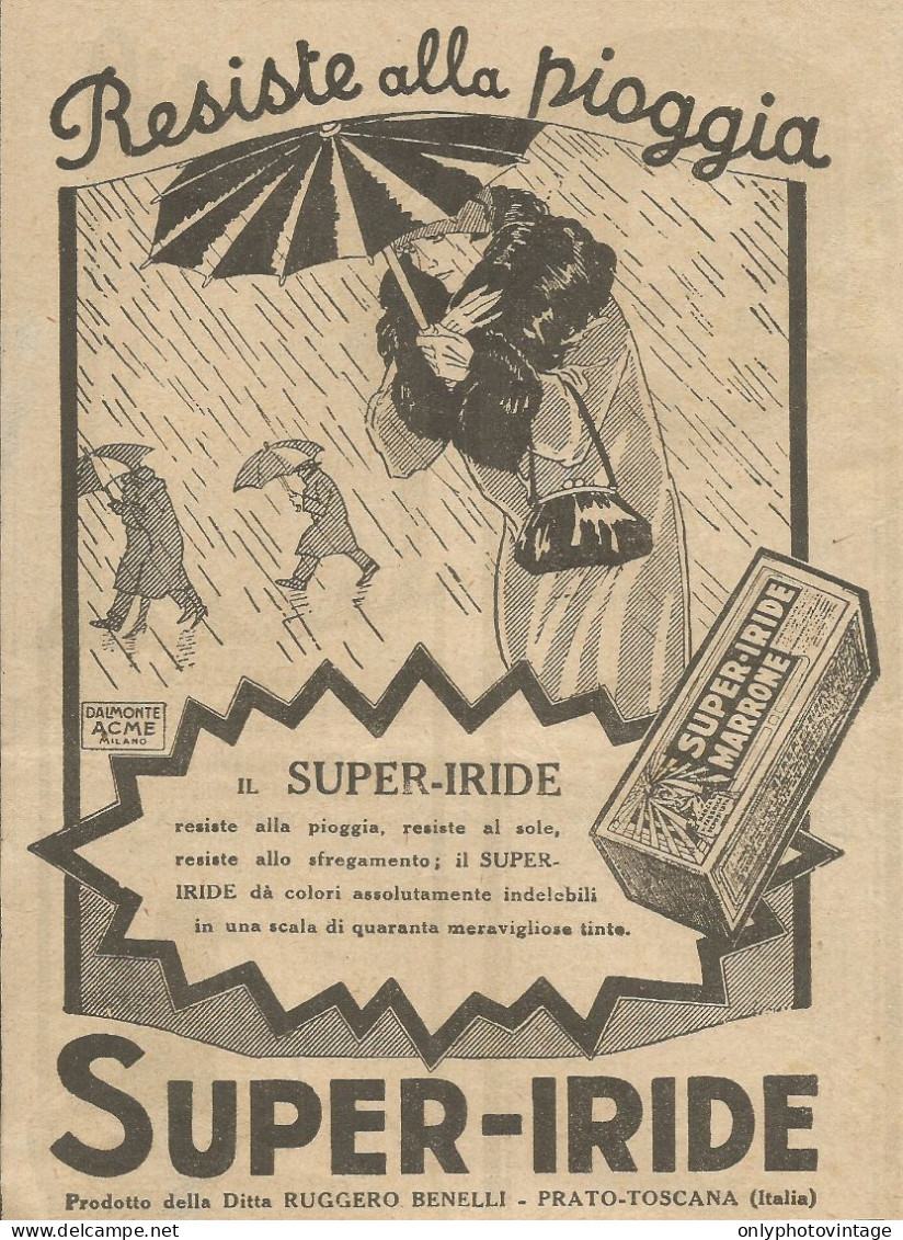 Super-Iride Marrone - Resiste Alla Pioggia - Pubblicità 1925 - Advertising - Publicités