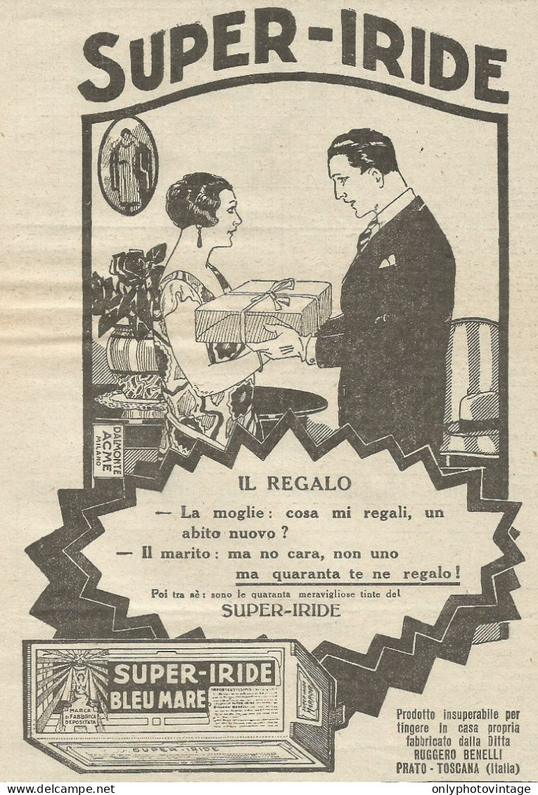 Super-Iride Bleu Mare - Il Regalo - Pubblicità 1925 - Advertising - Advertising