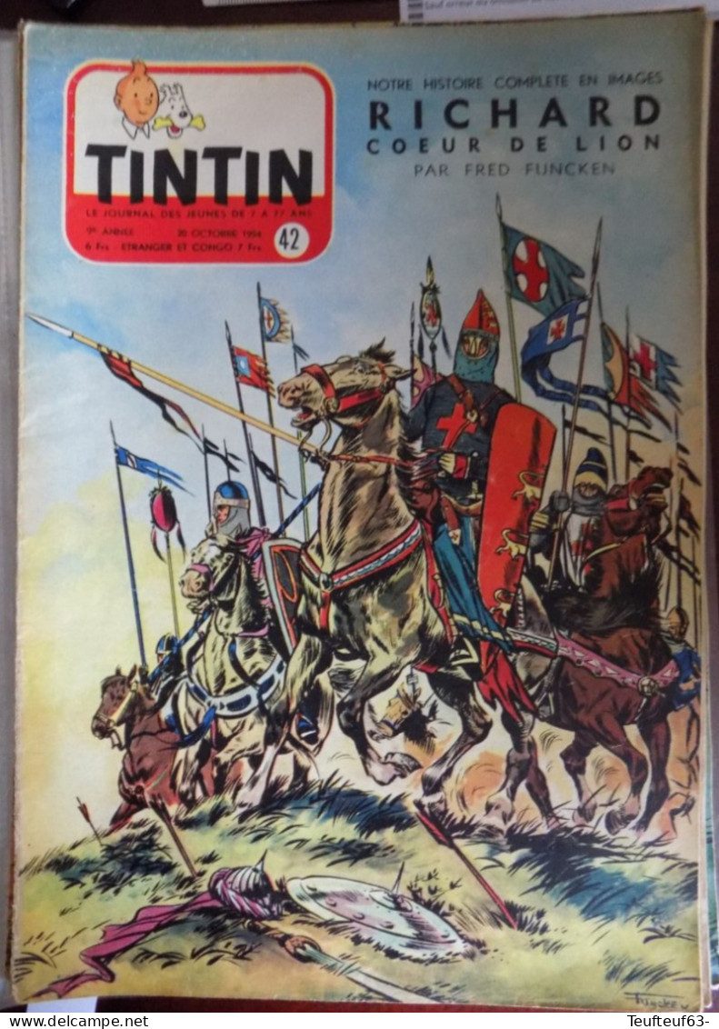 Tintin N° 42:1954 Funcken ( Richard Coeur De Lion ) - Kuifje