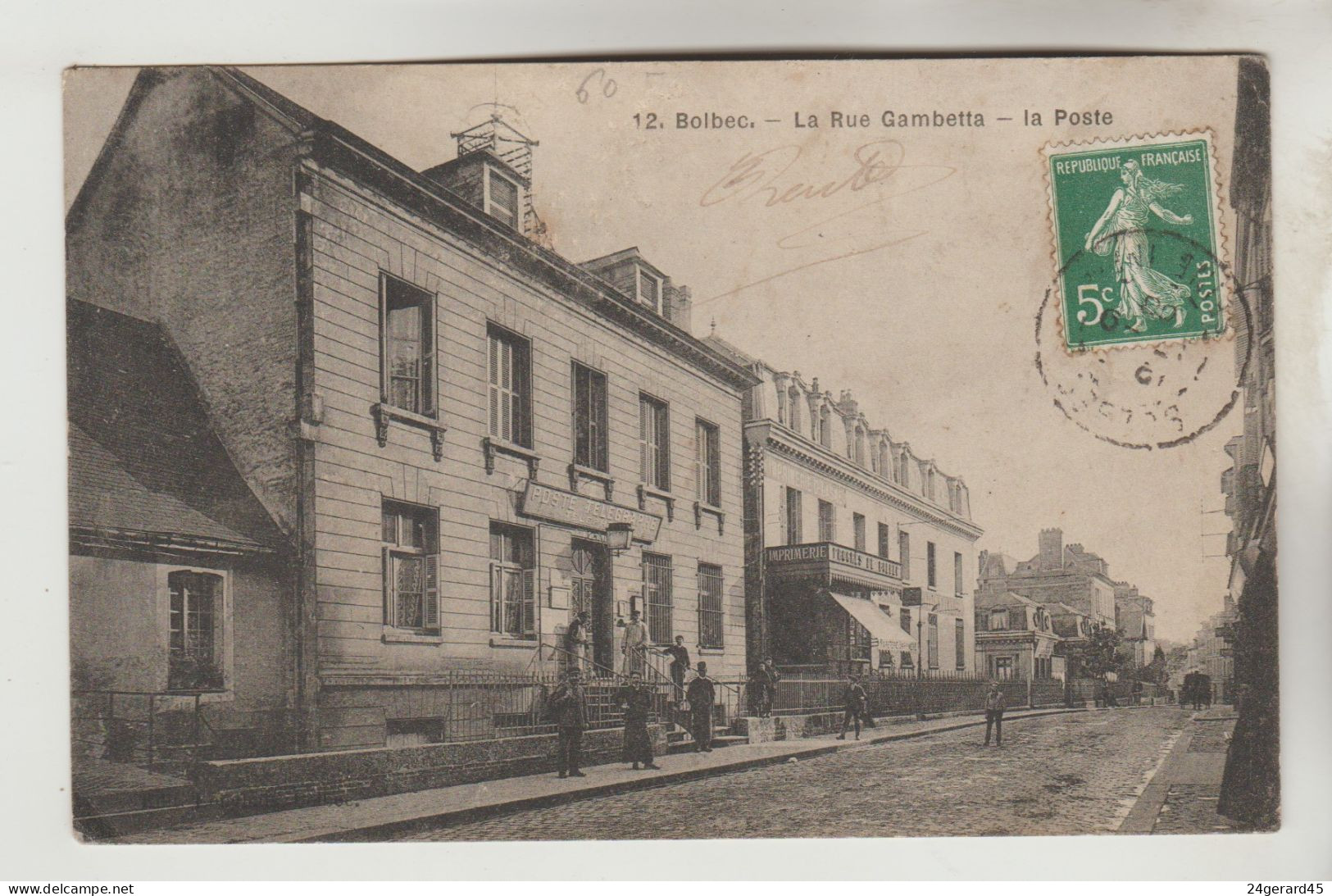 CPA BOLBEC (Seine Maritime) - La Rue Gambetta, La Poste - Bolbec