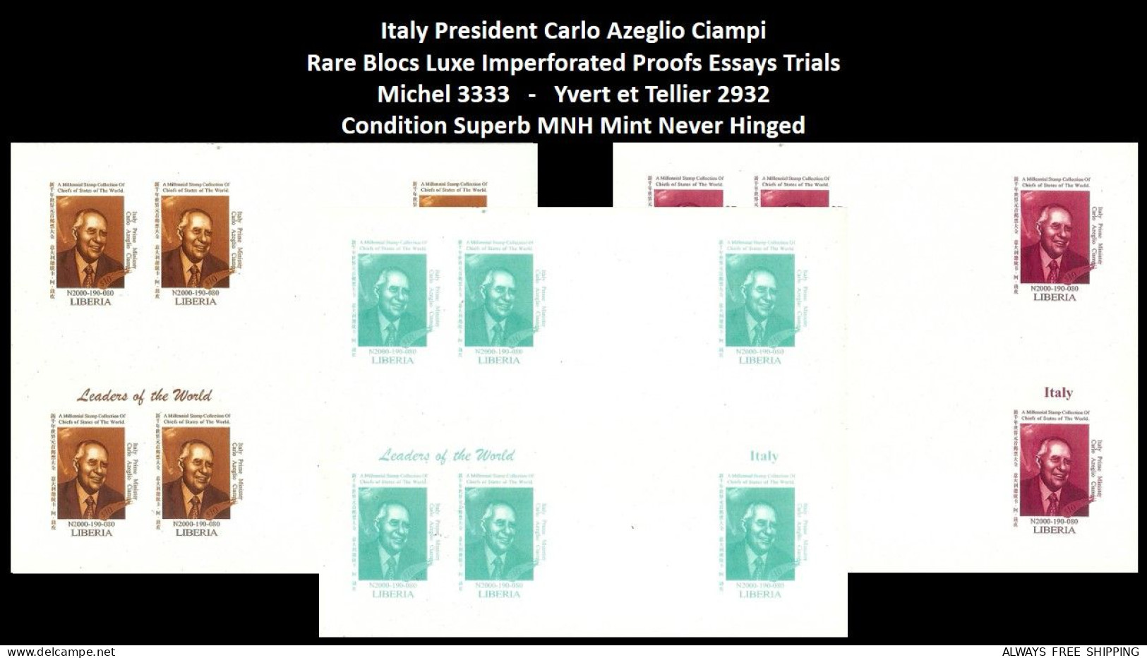 1999 USA UN World Leaders Millennium Summit - Italy President Carlo Azeglio Ciampi - Rare Set MNH - Altri & Non Classificati