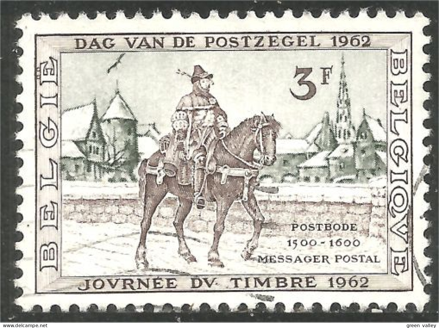 CH-6 Belgique Stamp Day 1962 Cheval Horse Pferd Caballo Cavallo Paard - Caballos