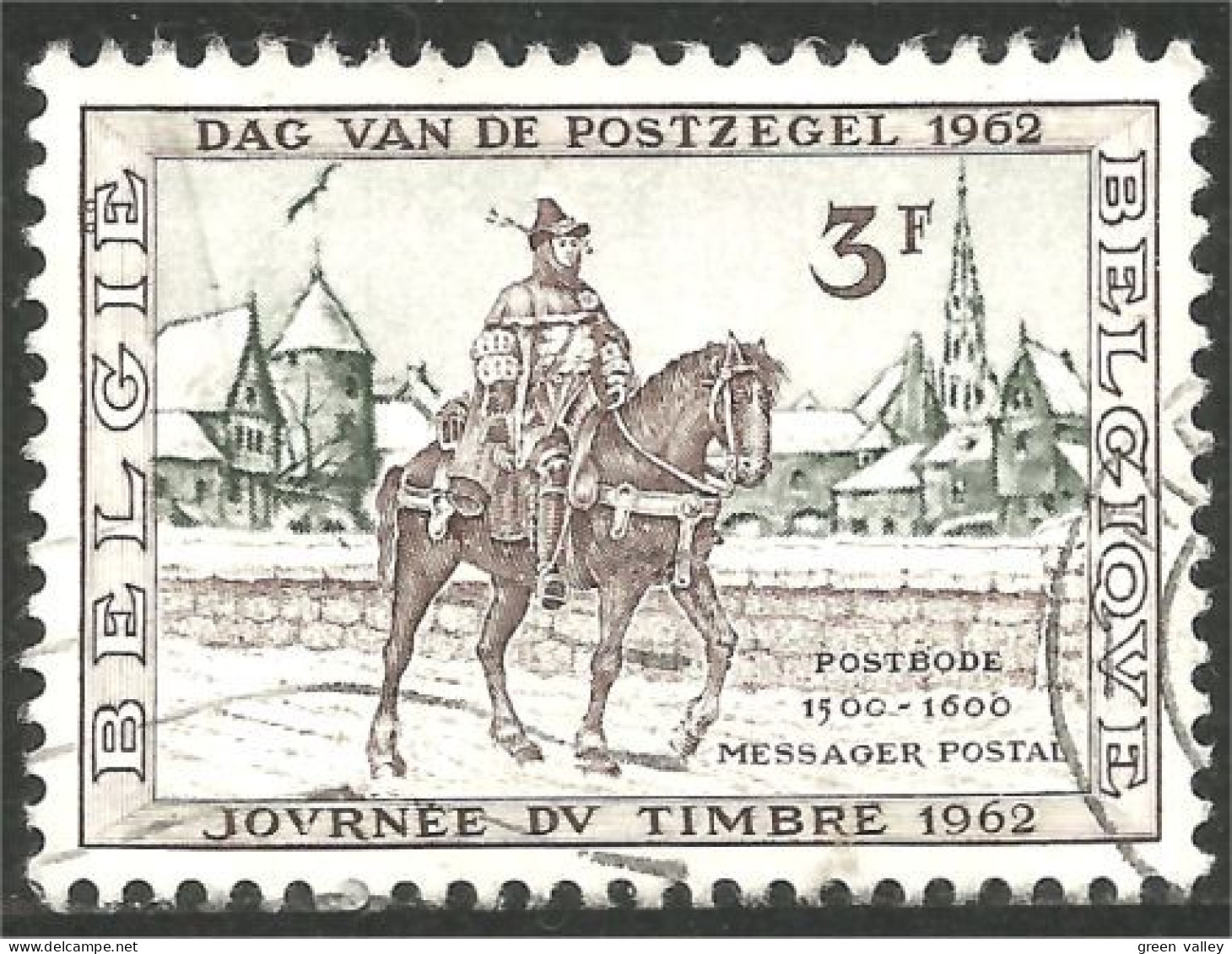 CH-8 Belgique Journée Timbre 1962 Cheval Horse Pferd Caballo Cavallo Paard - Pferde