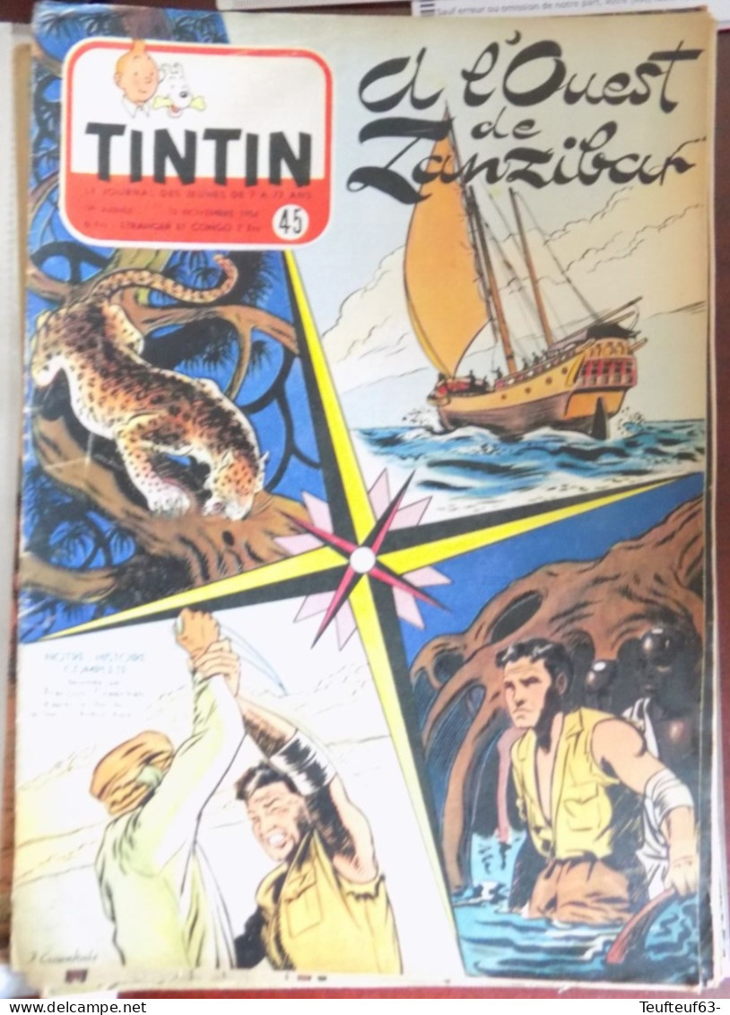 Tintin N° 45:1954 Craenhals - Kuifje