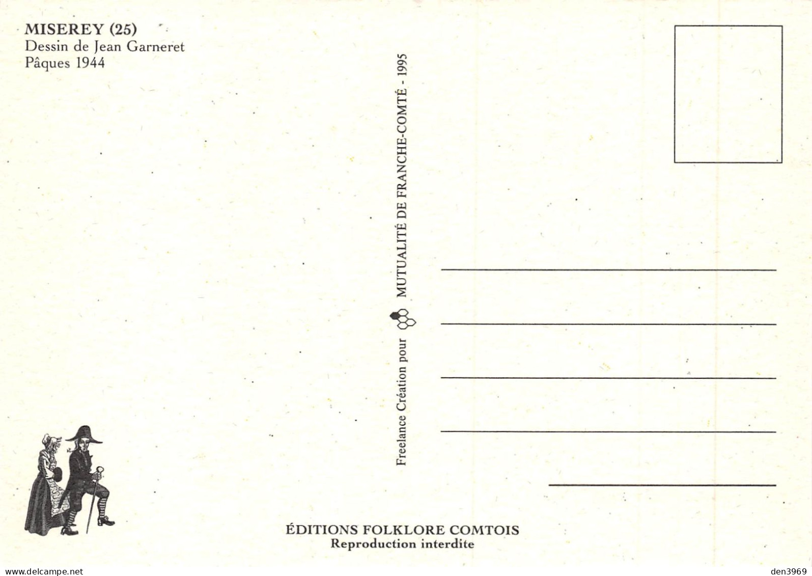 MISEREY-Salines (Doubs) - Dessin De Jean Garneret, Pâques 1944 - Editions Folklore Comtois, 1995 (2 Scans) - Other & Unclassified