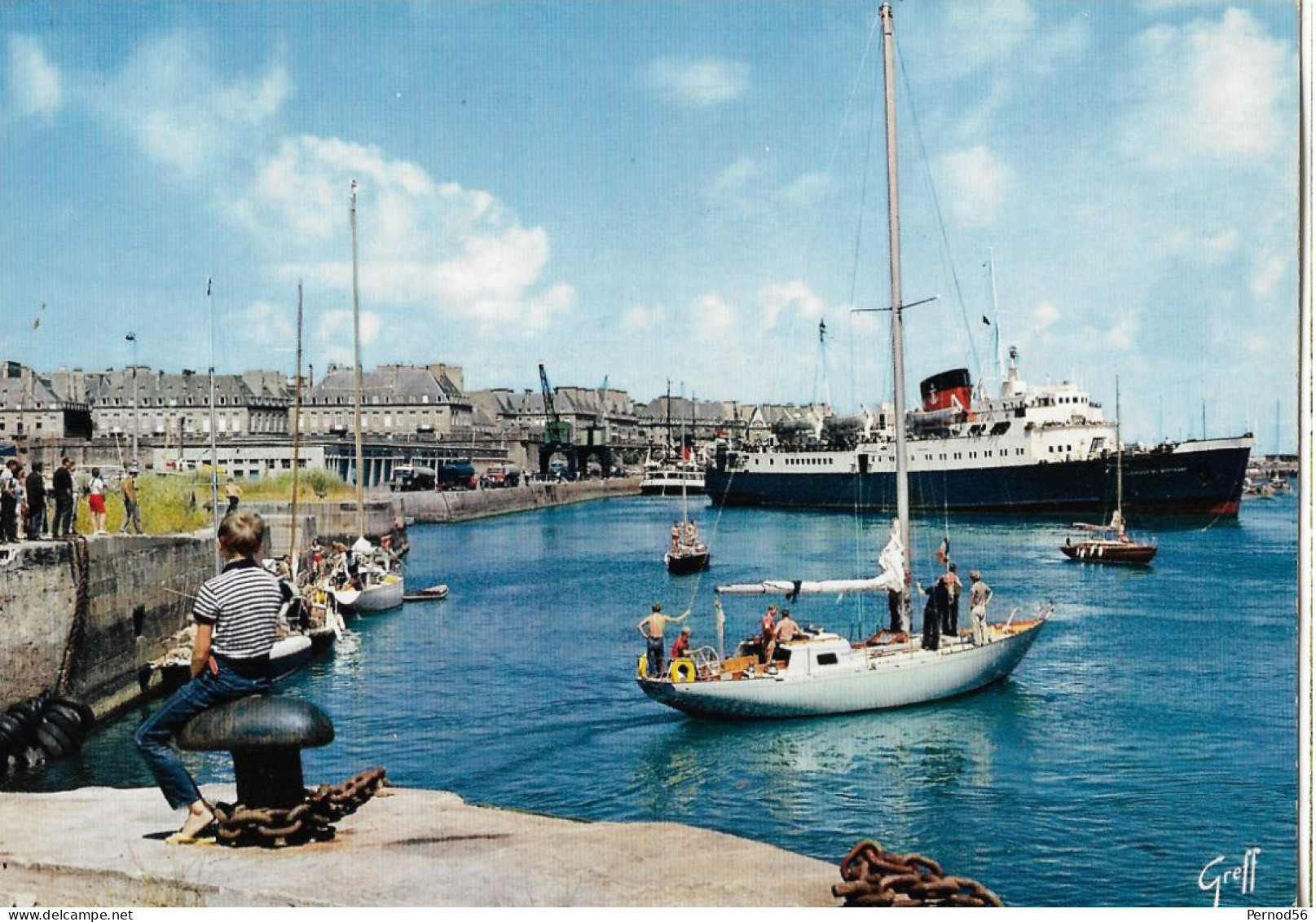 CP 35 Saint Malo  Bateau 1 Cheminée Effectuant La Traversée Vers Southampton 1959  Petits Voiliers - Saint Malo