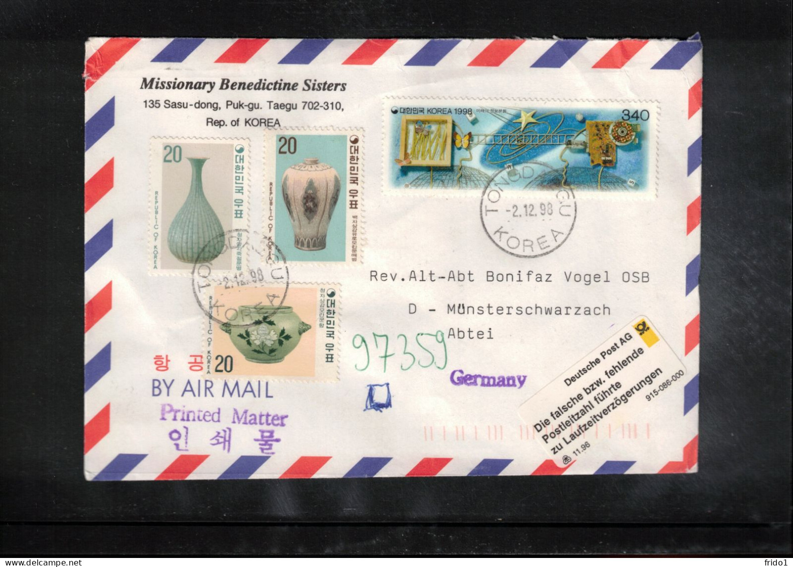 South Korea 1998 Interesting Airmail Letter - Korea (Süd-)