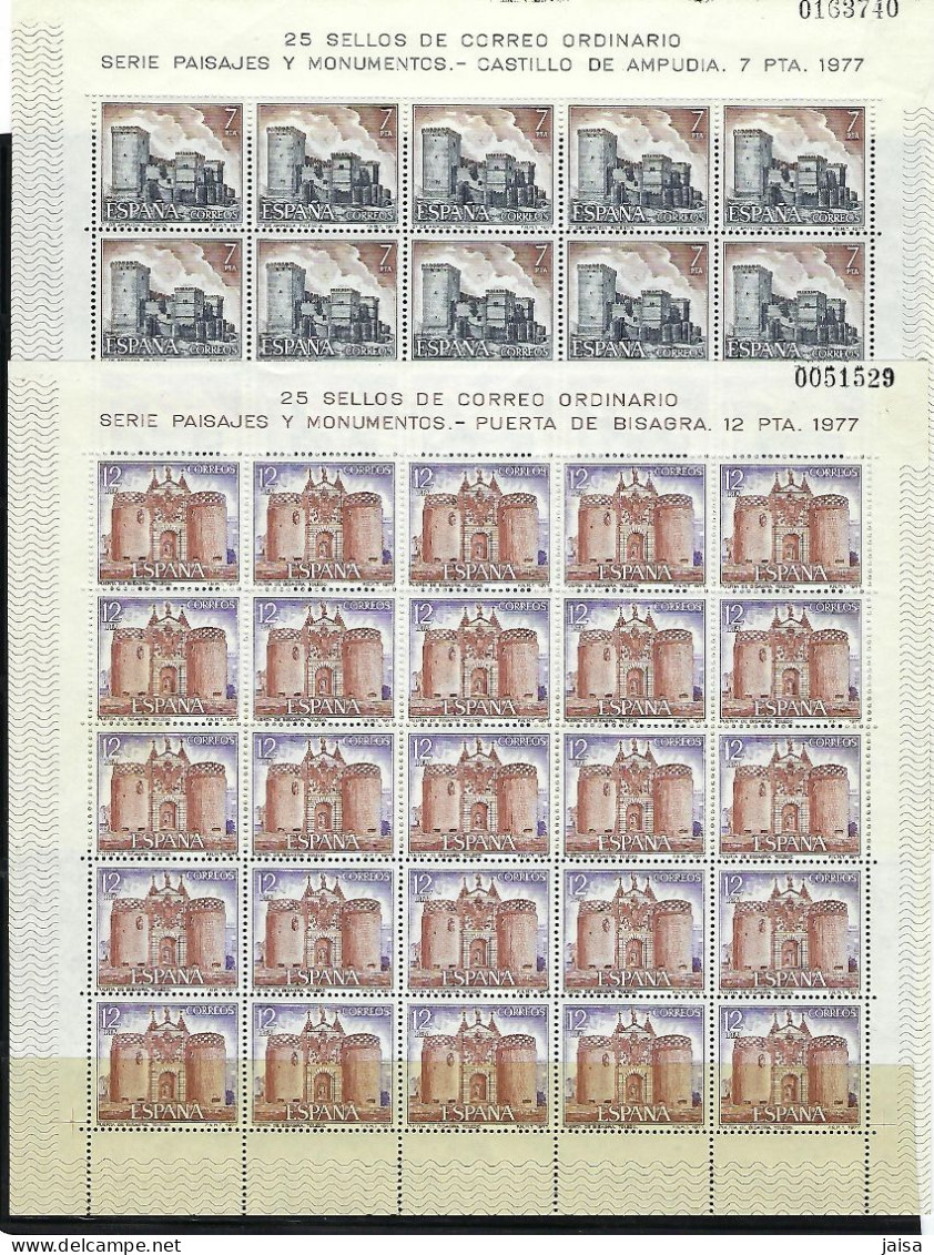 ESPAÑA. Año 1977. Serie Turística . 25 Series Completas. - Blocks & Kleinbögen