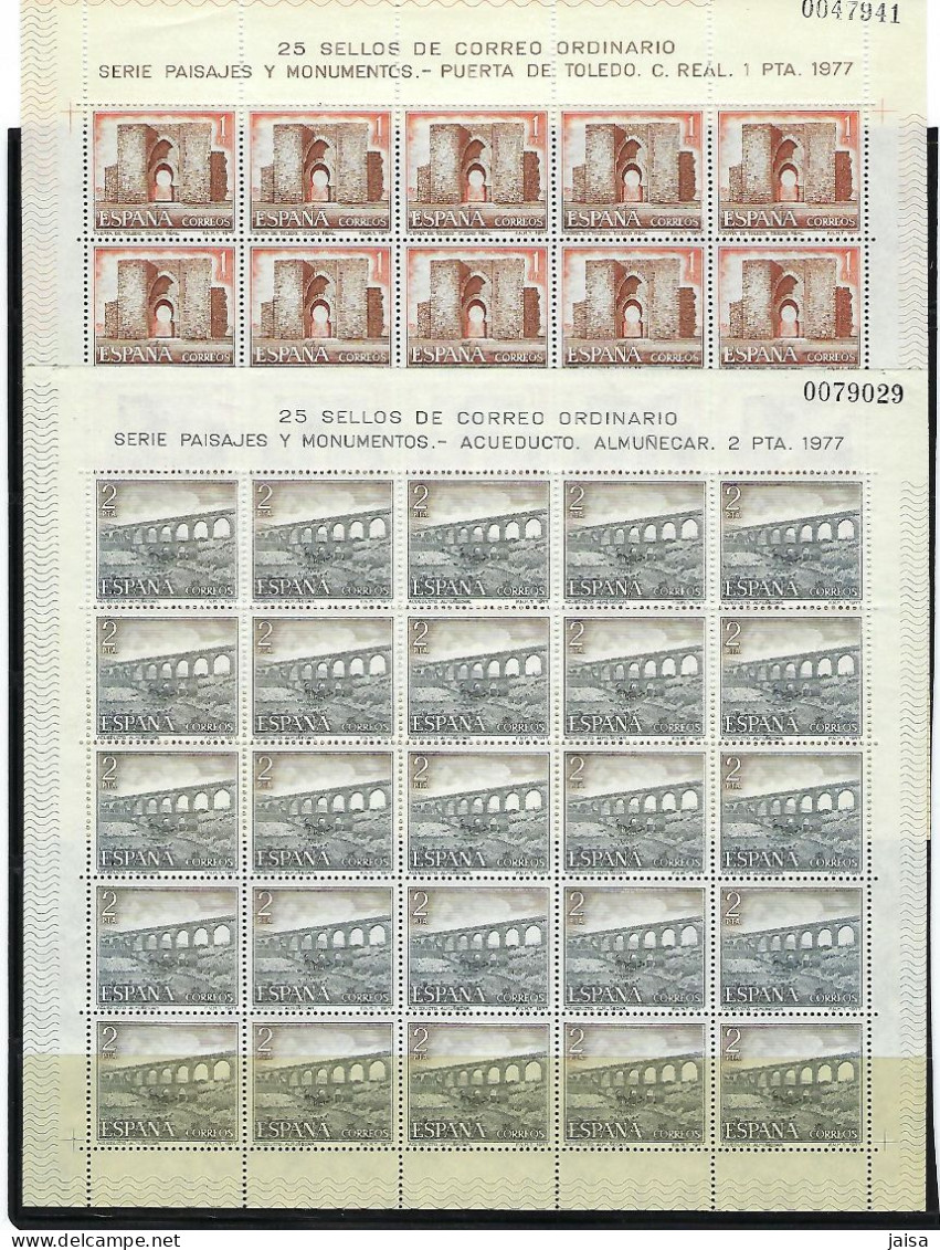 ESPAÑA. Año 1977. Serie Turística . 25 Series Completas. - Blocks & Sheetlets & Panes