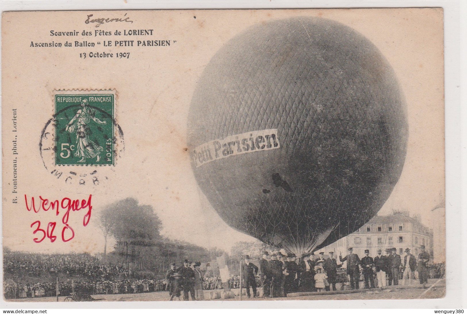 56 LORIENT   Ascension Du Ballon  "LE  PETIT PARISIEN " 17 Octobre 1907"     PLAN   EXCEPT.   RARETE  Voir Description - Lorient