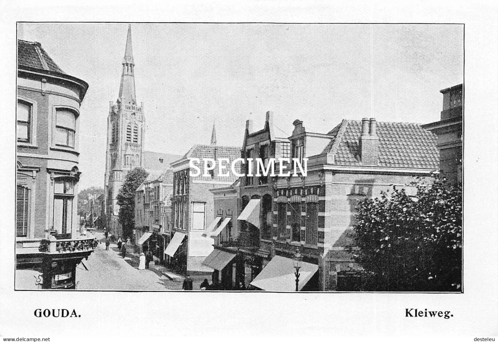 Prent - Kleiweg - Gouda  - 8.5x12.5 Cm - Gouda