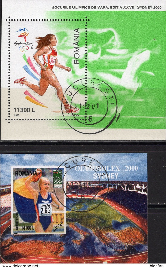 Olympiade Sydney 2000 Rumänien Blöcke 314+315 O 6€ Laufen Bloque Hoja Philatelic Blocs Sprint Ss Sport Sheets Bf Romania - Blokken & Velletjes