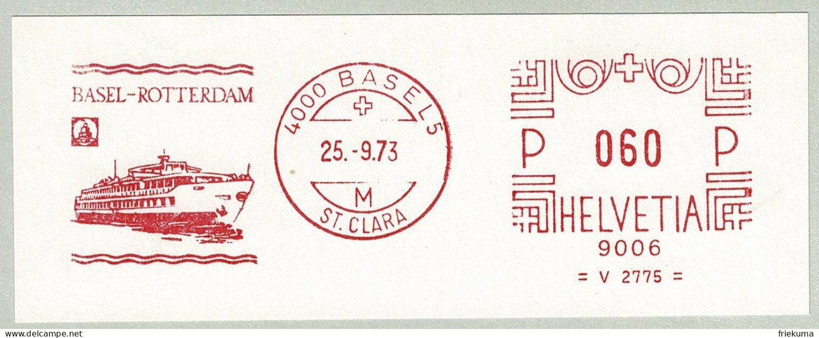 Schweiz / Helvetia 1973, Freistempel / EMA / Meterstamp Schiff / Bâteau / Ship Basel - Rotterdam - Maritiem