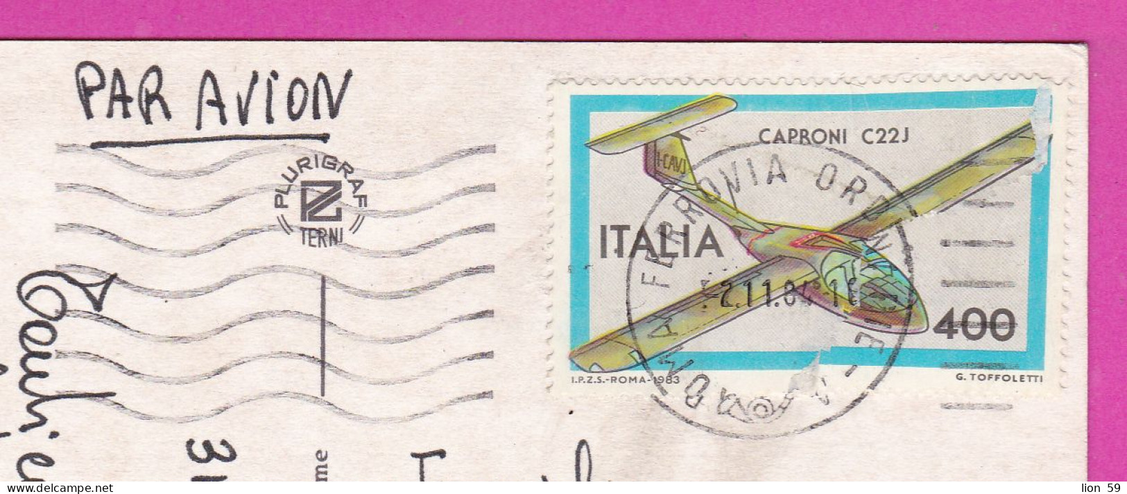 294067 / Italy - ROMA Via Vittorio Veneto PC 1984 USED - 400 L Aircrafts CAPRONI C22J  Italia Italie Italien - 1981-90: Poststempel