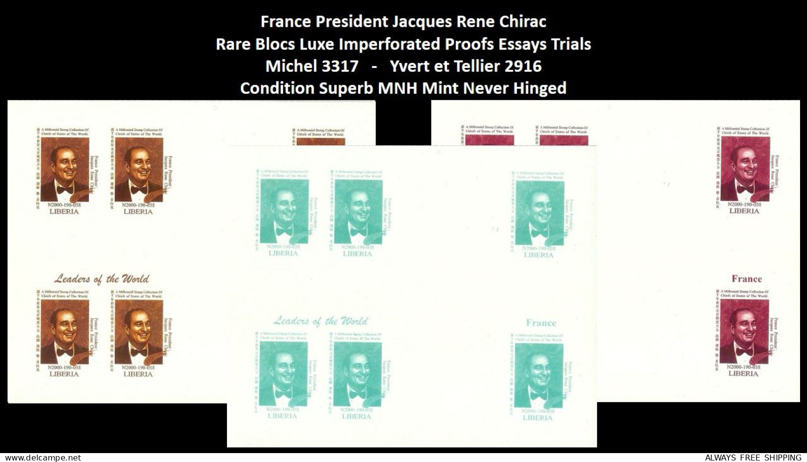 1999 USA UN World Leaders Millennium Summit - France President Jacques Rene Chirac - Rare Set MNH - Otros & Sin Clasificación