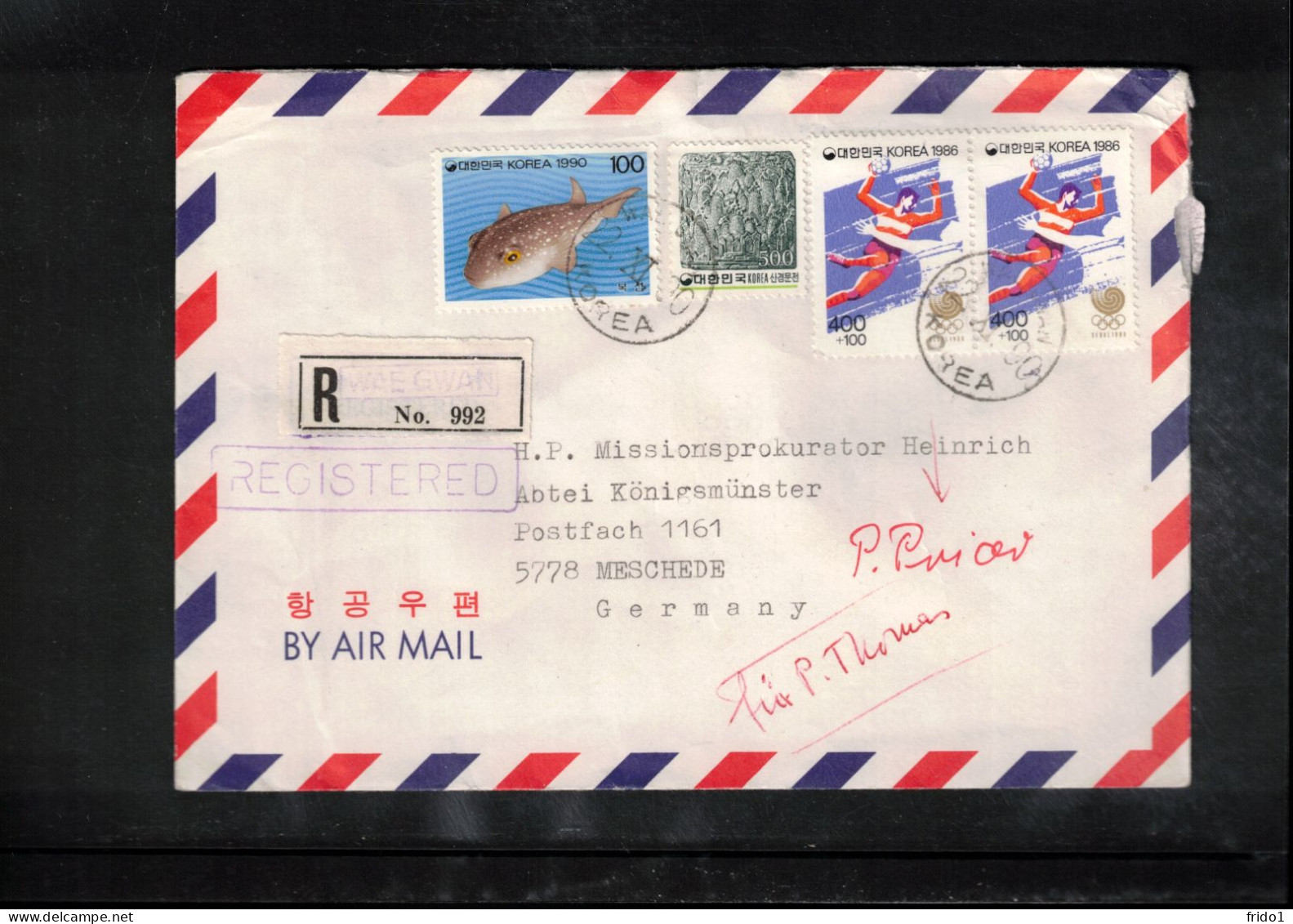 South Korea 1990 Interesting Airmail Registered Letter - Corée Du Sud