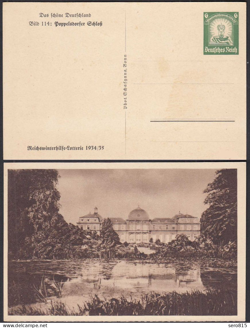 D. Reich 1934 Reichswinterhilfe-Lotterie Ganzsache 114 Poppelsdorfer Schloß - Cartes Postales