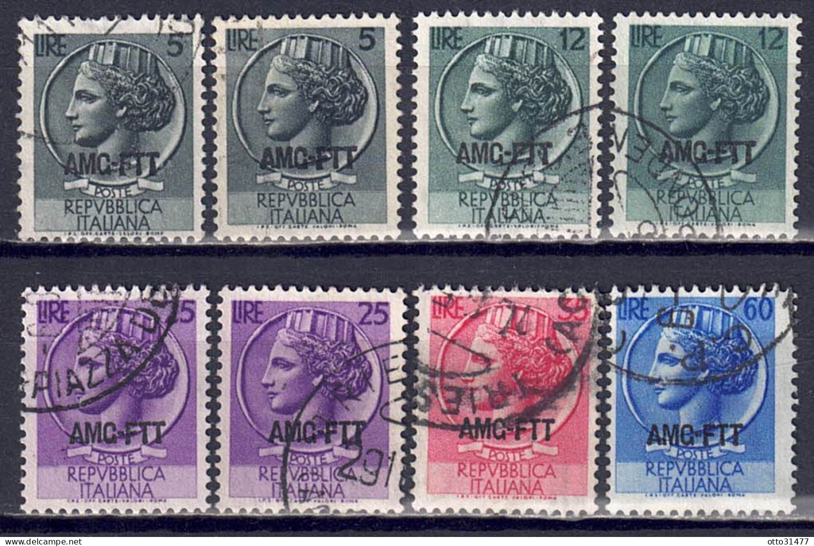 Italien / Triest Zone A - 1953 - Italia Turrita, Lot Aus Nr. 201 - 207, Gestempelt / Used - Usados