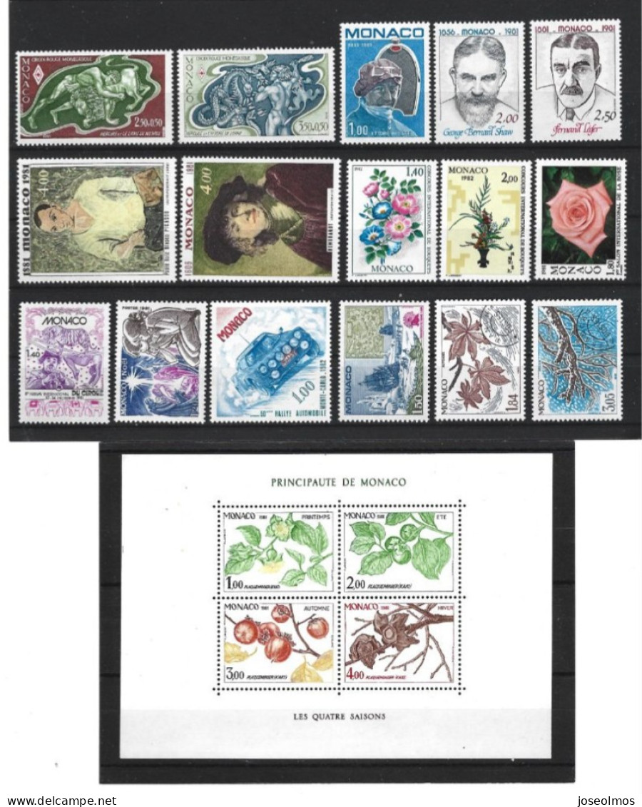 MONACO ANNEE COMPLETE 1981 NEUF** MNH +4 PREOS + 1 BLOC - Volledige Jaargang