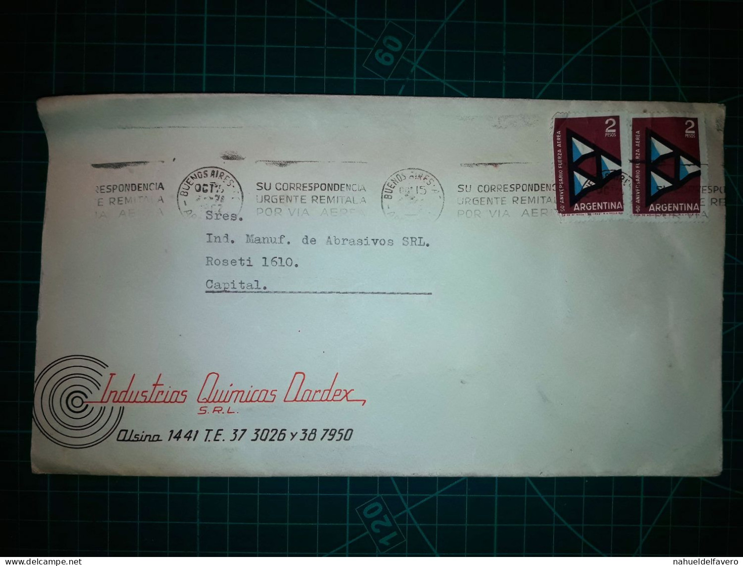 ARGENTINE, Enveloppe Largo De "Industrias Quimicas Dardex S.R.L." Avec Une Banderole Parlante : "Envoyez Votre Correspon - Used Stamps