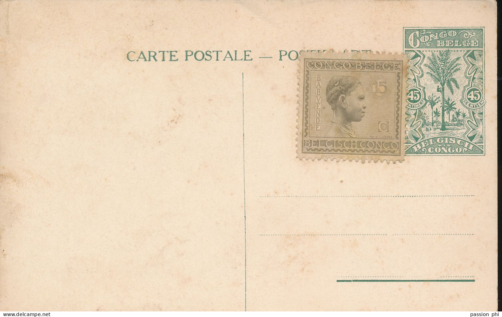 BELGIAN CONGO  PPS SBEP 66a "GLOSSY PAPER" VIEW 1 UNUSED FAULTS - Postwaardestukken