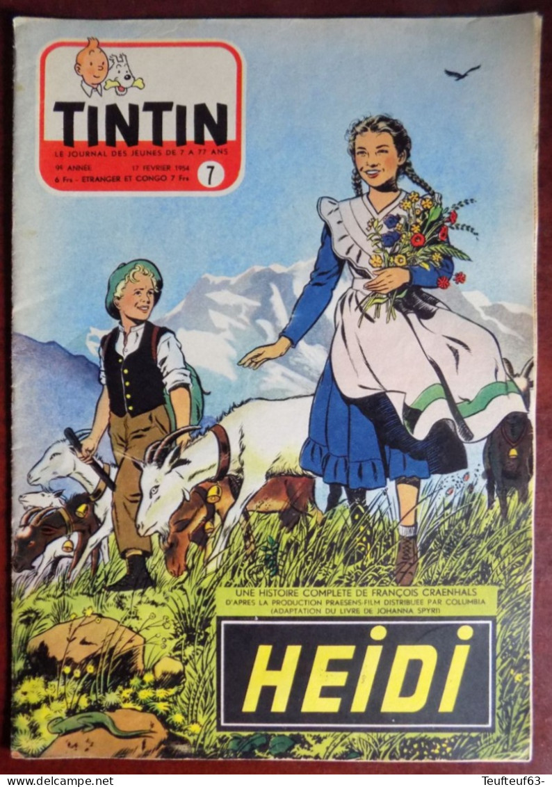 Tintin N° 7:1954 Craenhals ( Heidi ) - Tintin